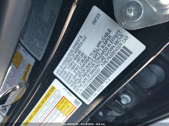 1HGCY2F8XRA000207 Honda Accord Hybrid Touring