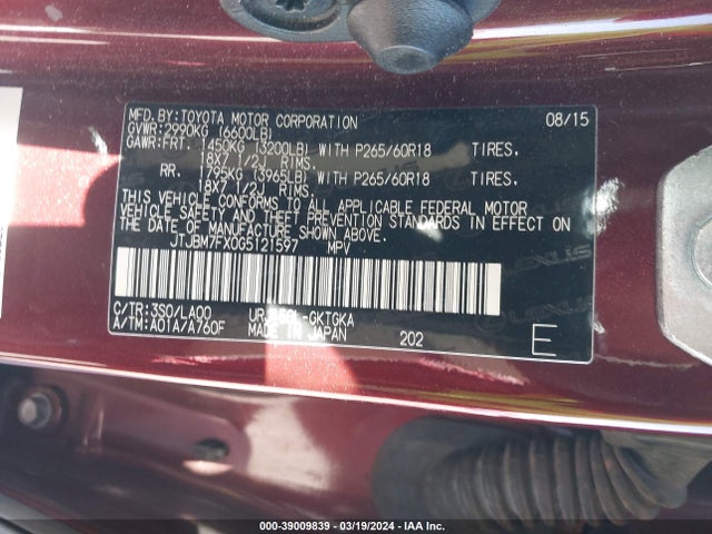 JTJBM7FX0G5121597 Lexus 460