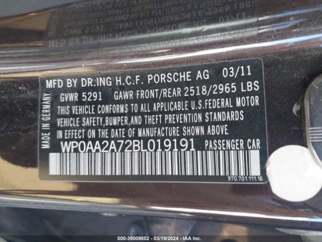 2011 PORSCHE PANAMERA WP0AA2A72BL019191 Photo 8