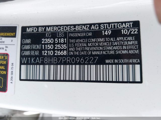 W1KAF8HB7PR096227 Mercedes-Benz Amg C 43 4matic