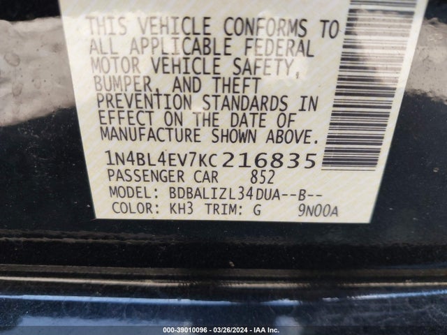 Nissan Altima 2.5 Sl 2019 1N4BL4EV7KC216835 Image 9