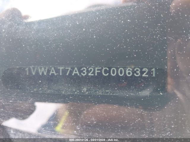 1VWAT7A32FC006321 Volkswagen Passat 1.8t Wolfsburg Edition