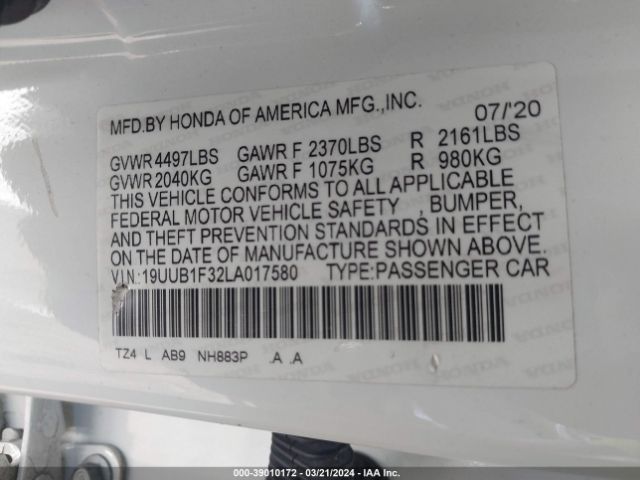 19UUB1F32LA017580 Acura Tlx Standard