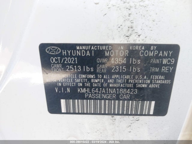 Hyundai SONATA SEL 2022 KMHL64JA1NA188423 Image 9