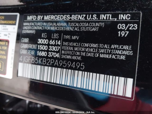 4JGFB5KB2PA959495 Mercedes-Benz Gle 450 4matic