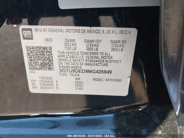GMC Sierra 1500 4wd  Short Box Slt 2021 3GTU9DED9MG435949 Image 9