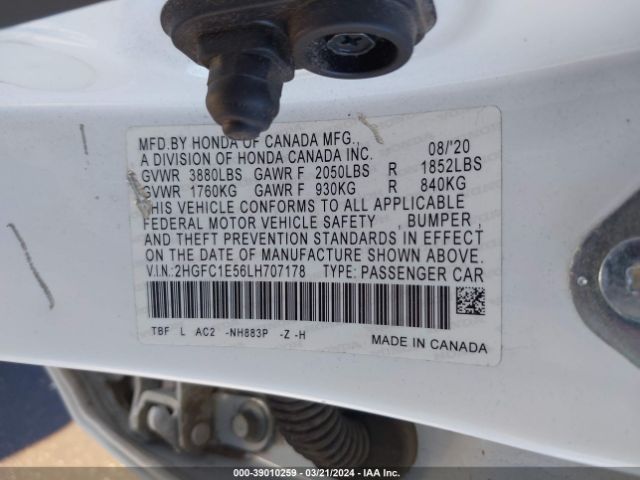 2HGFC1E56LH707178 Honda CIVIC SI SEDAN