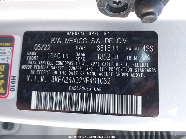KIA RIO S 2022 3KPA24AD2NE491032 Image 9