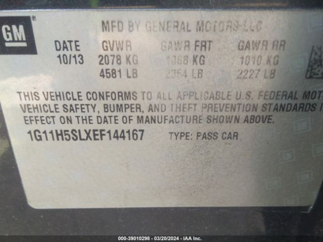 1G11H5SLXEF144167 Chevrolet Malibu 1lz