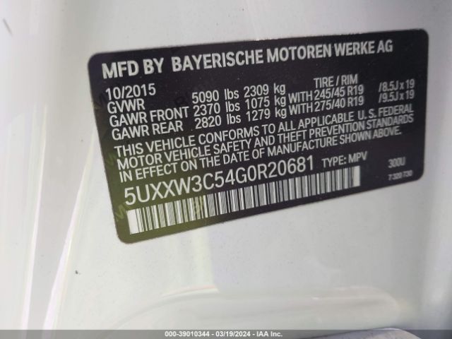 5UXXW3C54G0R20681 BMW X4 Xdrive28i