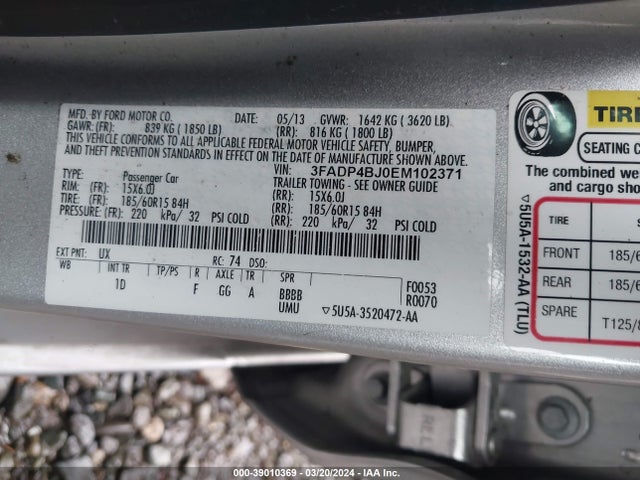 Ford FIESTA SE 2014 3FADP4BJ0EM102371 Image 9