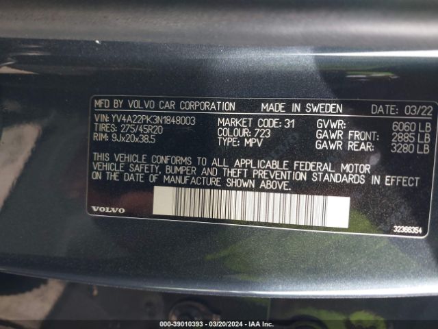 YV4A22PK3N1848003 Volvo Xc90 T6 Momentum 7 Passenger