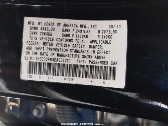 1HGCR3F94EA005201 Honda Accord Touring