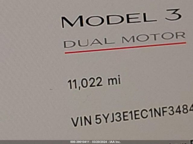 5YJ3E1EC1NF348468 Tesla Model 3 Performance Dual Motor All-wheel Drive