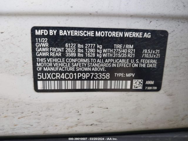 5UXCR4C01P9P73358 BMW X5 Sdrive40i