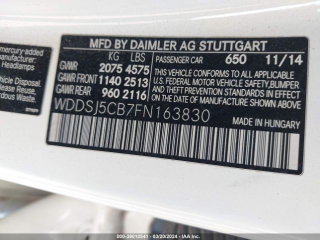 WDDSJ5CB7FN163830 Mercedes-Benz Cla 45 Amg 4matic
