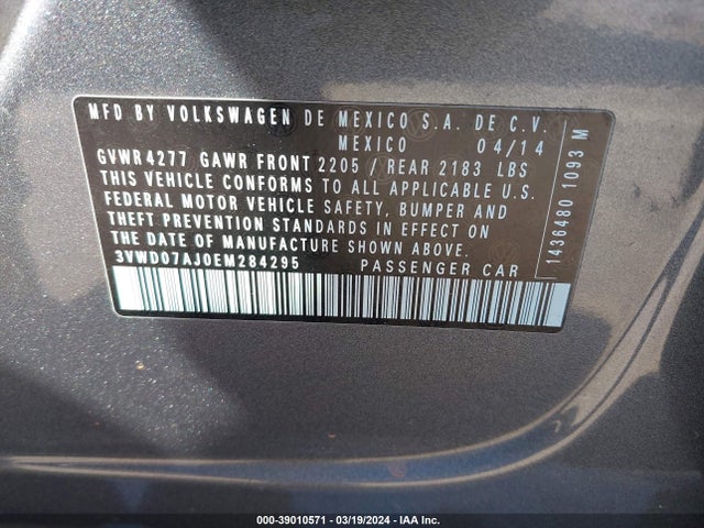 3VWD07AJ0EM284295 Volkswagen Jetta 1.8t Se
