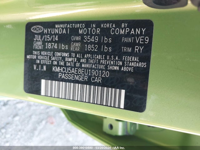 Hyundai ACCENT SE 2014 KMHCU5AE8EU190120 Image 9