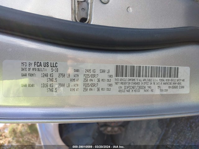 3C4PDCAB7JT383234 Dodge JOURNEY SE