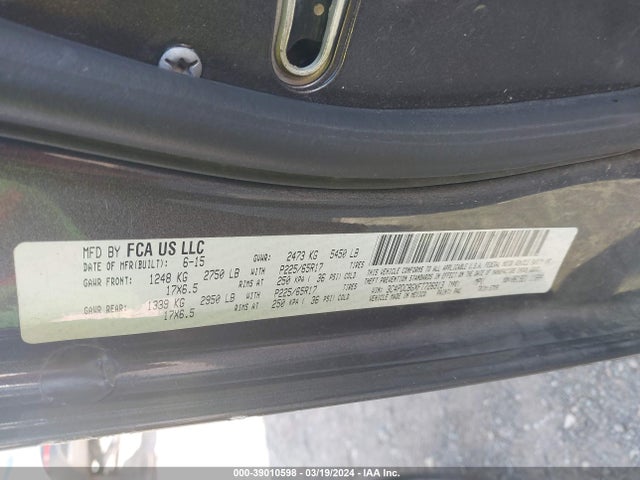 Dodge Journey Sxt 2015 3C4PDCBGXFT726913 Image 9