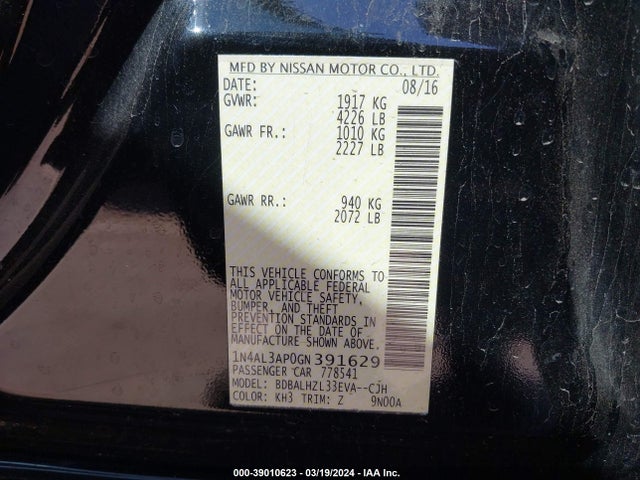 Nissan Altima 2.5 Sr 2016 1N4AL3AP0GN391629 Image 9