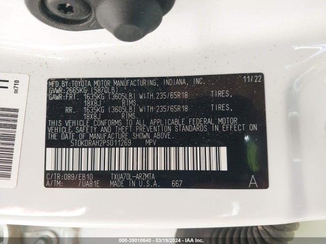 Toyota Highlander Xle 2023 5TDKDRAH2PS011269 Image 9