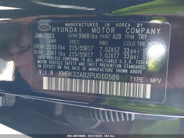 Hyundai Kona Sel 2023 KM8K32AB2PU010586 Image 9