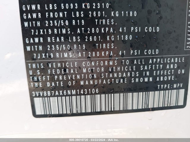 3VV8B7AX6NM143106 Volkswagen Tiguan 2.0t Se R-line Black