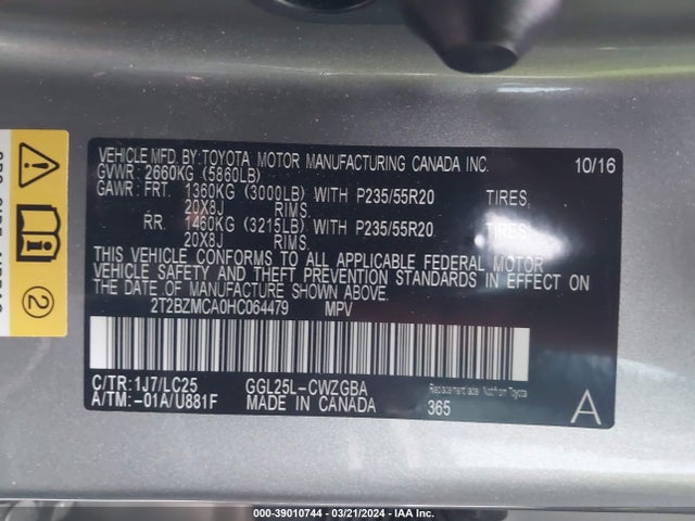 2T2BZMCA0HC064479 Lexus Rx 350 F Sport