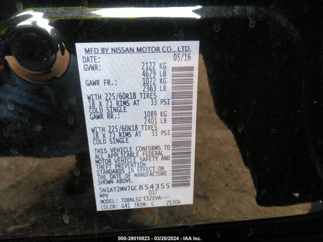 Nissan Rogue Sl 2016 5N1AT2MV7GC854355 Image 9
