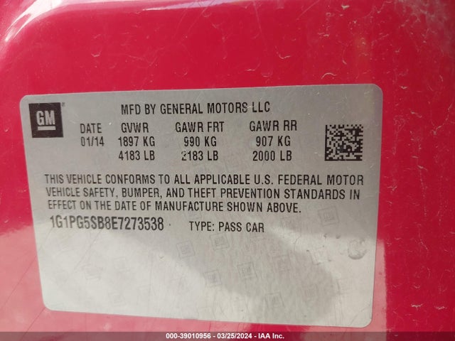 Chevrolet CRUZE LTZ 2014 1G1PG5SB8E7273538 Image 9