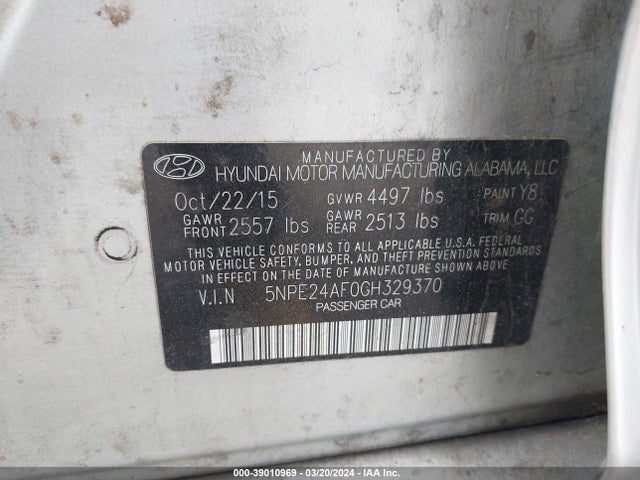 Hyundai SONATA SE 2016 5NPE24AF0GH329370 Image 9