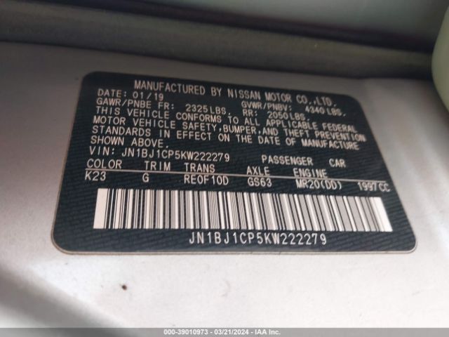 JN1BJ1CP5KW222279 Nissan Rogue Sport S