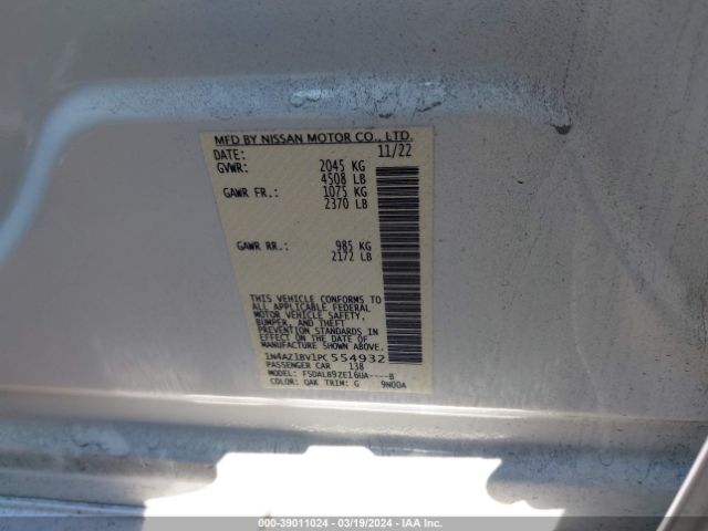 1N4AZ1BV1PC554932 Nissan Leaf S 40 Kwh