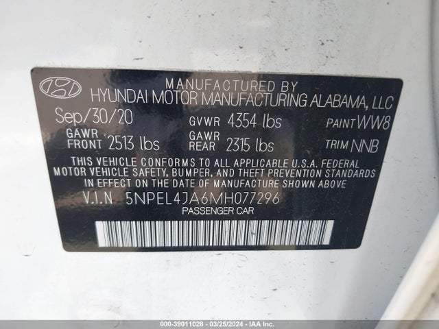 Hyundai SONATA SEL 2021 5NPEL4JA6MH077296 Image 9