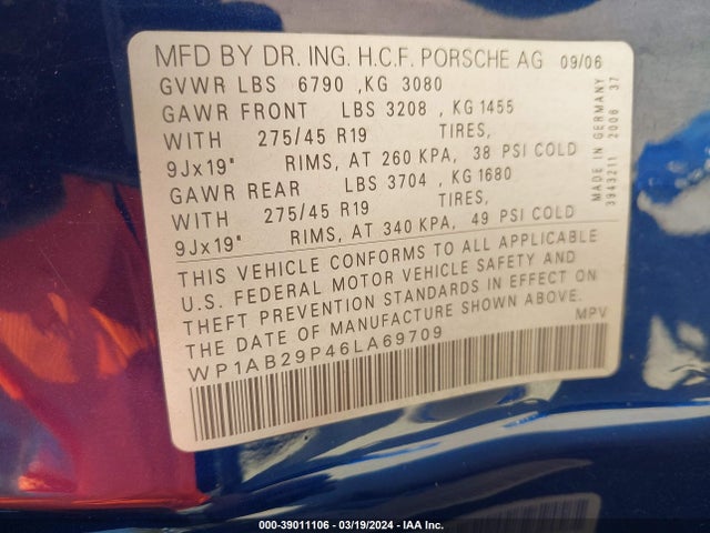 2006 PORSCHE CAYENNE WP1AB29P46LA69709 Photo 8