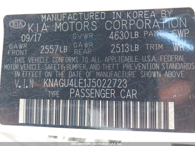 KIA Optima Hybrid Ex 2018 KNAGU4LE1J5022723 Image 9