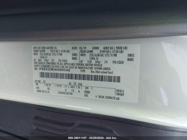 Ford Transit-350 Xlt 2019 1FBZX2ZM3KKB05342 Image 9
