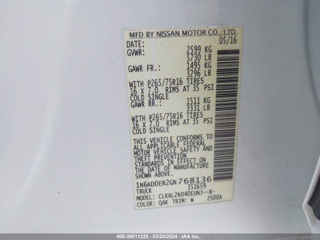 Nissan Frontier Desert Runner 2016 1N6AD0ER2GN768136 Image 9