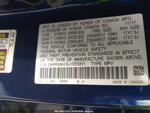 Honda CR-V LX 2018 2HKRW6H36JH203311 Image 9