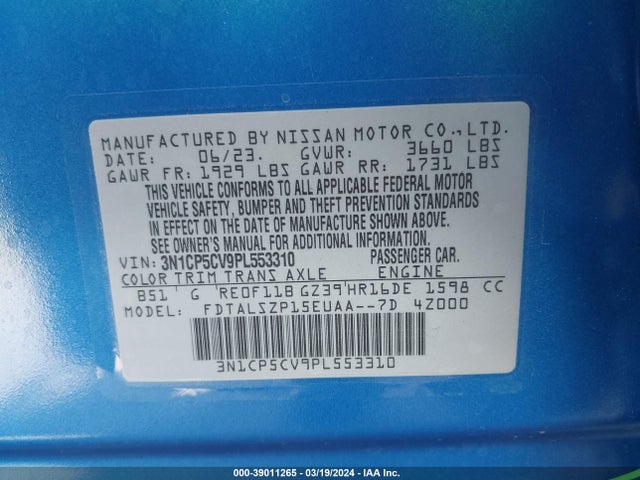 Nissan Kicks Sv Xtronic Cvt 2023 3N1CP5CV9PL553310 Image 9