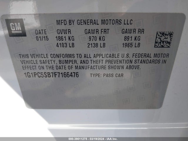 Chevrolet Cruze 1lt Auto 2015 1G1PC5SB7F7166476 Image 9