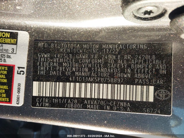 Toyota CAMRY LE 2023 4T1C11AK5PU758897 Image 9