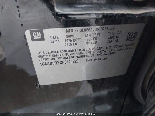 Cadillac ATS LUXURY 2015 1G6AB5RXXF0109220 Image 9