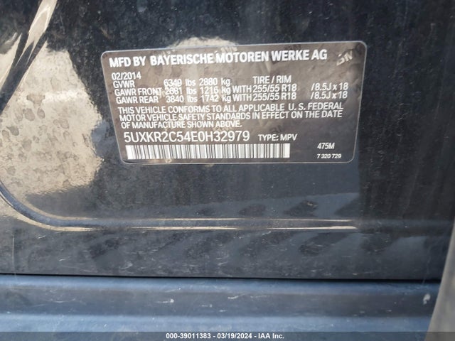 BMW X5 Sdrive35i 2014 5UXKR2C54E0H32979 Image 9