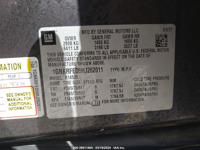 Chevrolet Traverse Ls 2017 1GNKRFED5HJ262011 Image 9
