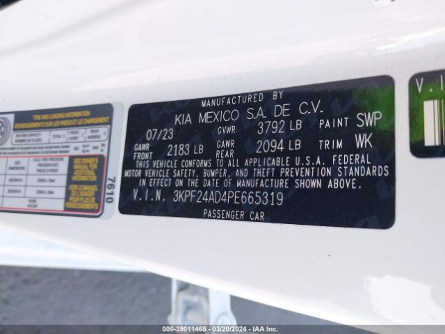 3KPF24AD4PE665319 KIA Forte Lxs
