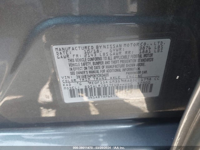 Nissan SENTRA SR 2019 3N1AB7AP6KY243486 Image 9