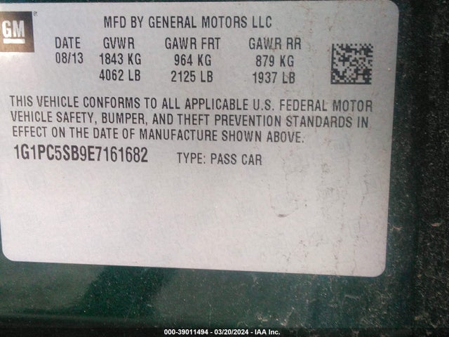 Chevrolet Cruze 1lt Auto 2014 1G1PC5SB9E7161682 Image 9