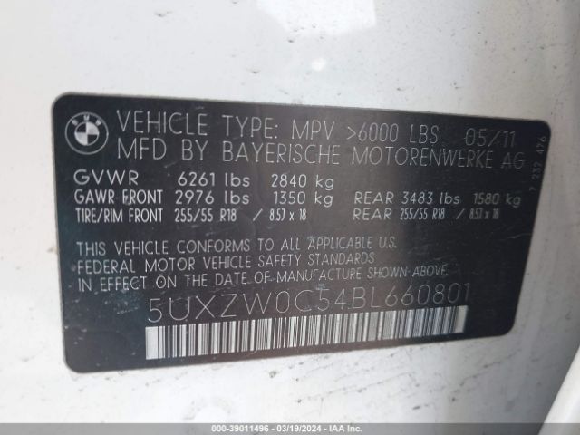 2011 BMW X5 5UXZW0C54BL660801 Photo 8